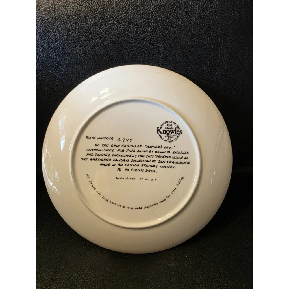 Vintage Mother's Day by Don Spaulding Limited Edition Knowles Decor Plate 8.5